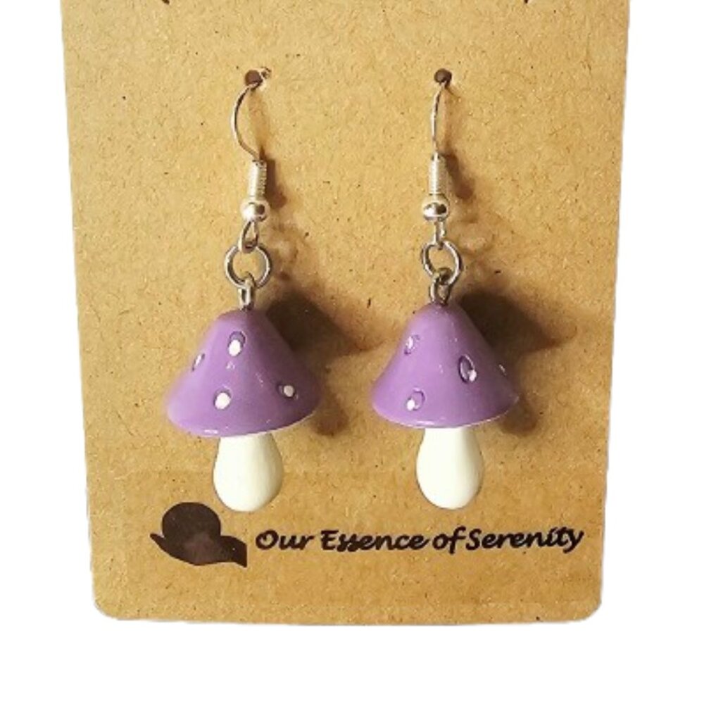 Purple Mushroom Earrings-NWT-1.75 inches